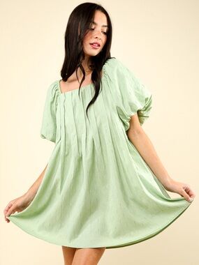 Elegant Puff Sleeve Mini Dress with Pockets